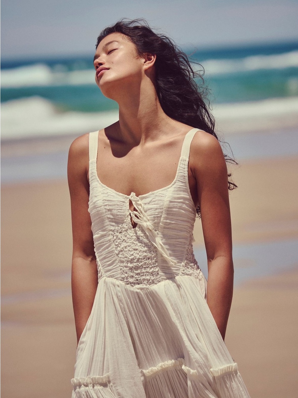 Free People Ivory A Masterpiece Maxi Dress with Smocked Bodice - Picture 4 of 8
